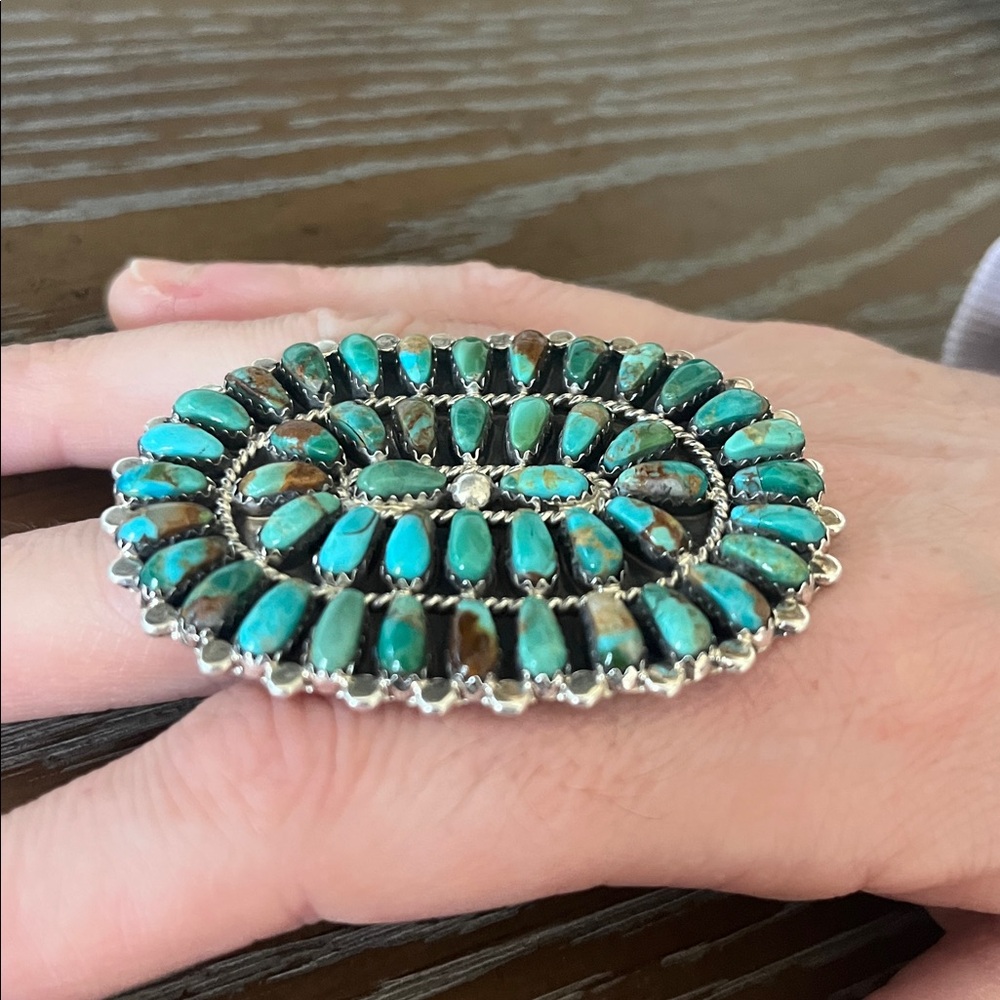 Turquoise And Silver Statement Ring - image 1